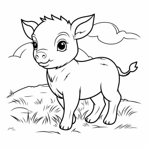 Coloring Page Outline Of cute pig. Coloring book for kids