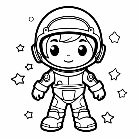 Coloring book for children: astronaut in space costume.