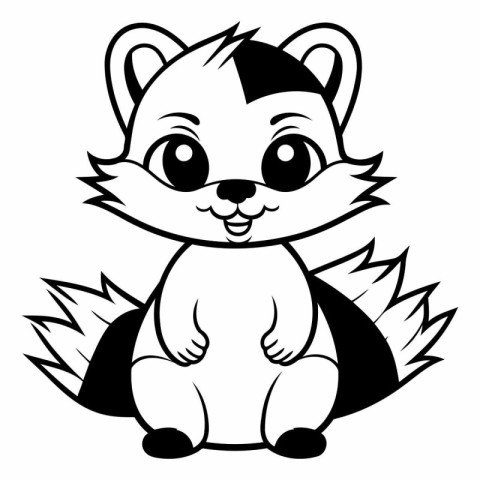 Black and White Cute Squirrel Cartoon Mascot Character Illustrat