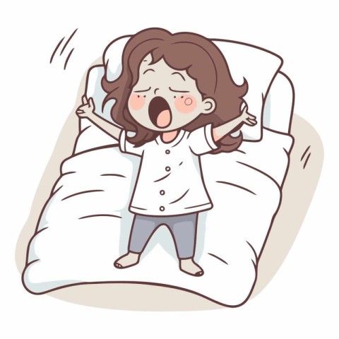 Illustration of a Girl Crying While Lying in Her Bed