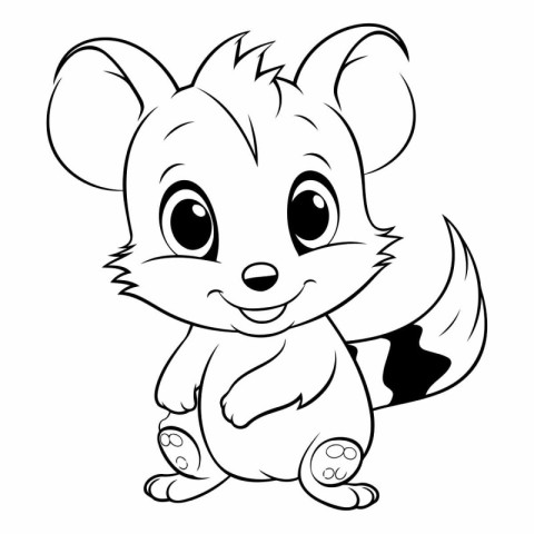 Cute little hamster - black and white vector illustration for co