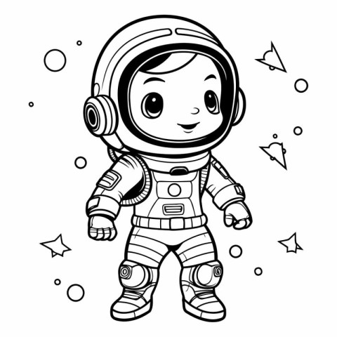 Cute cartoon astronaut in space suit isolated on white backgroun