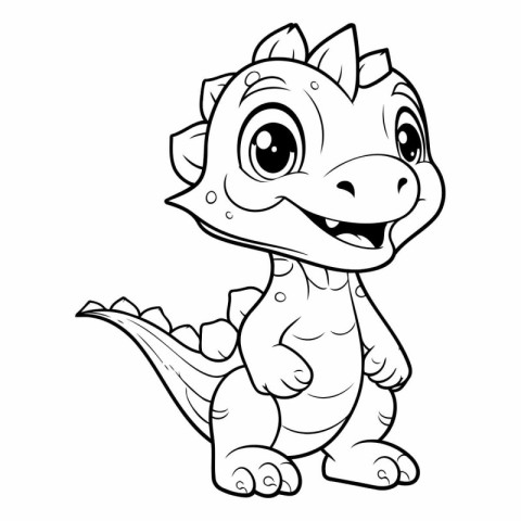 Cute Dinosaur Cartoon Mascot Character Coloring Book Illustratio