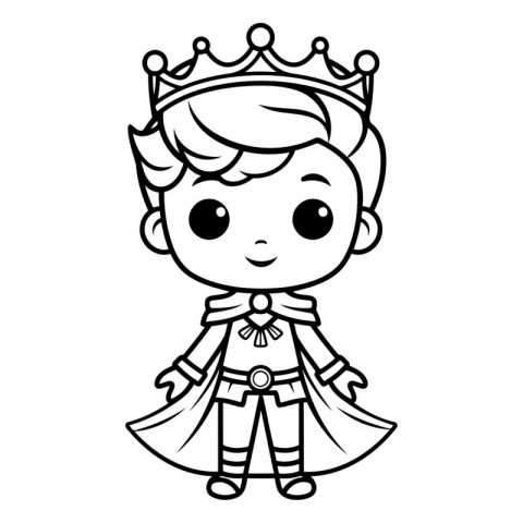 cute little prince with crown character vector illustration desi