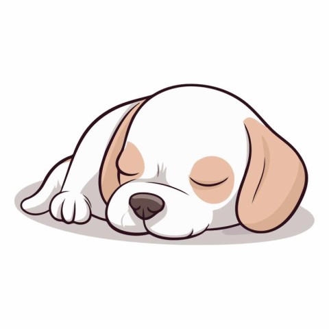 Illustration of a Cute Puppy Sleeping on a White Background