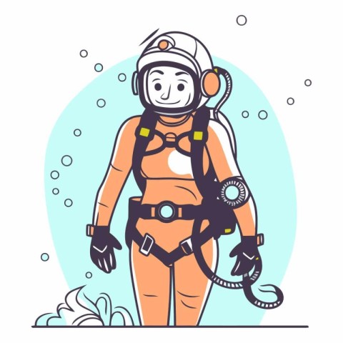 Astronaut girl in spacesuit and helmet.