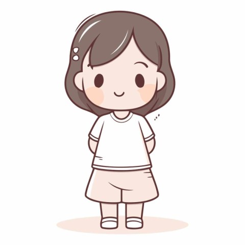 Illustration of a little girl wearing a white t-shirt.