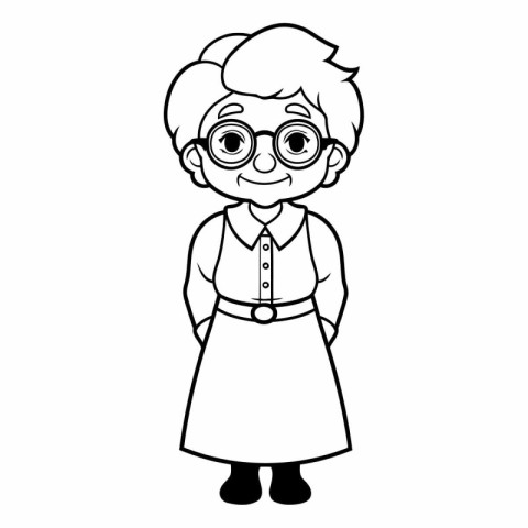 cute grandmother with glasses and elegant dress cartoon vector i