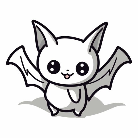 Cute cartoon bat isolated on a white background.