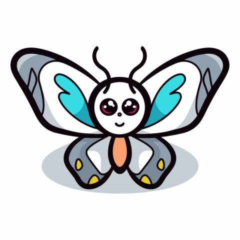 Cute Butterfly Mascot Character Vector Icon Illustration Isolate