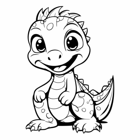 Cute baby dinosaur. Coloring book for children.