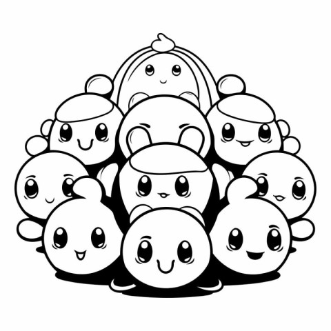 Black and White Cartoon Illustration of Cute Animal Characters G