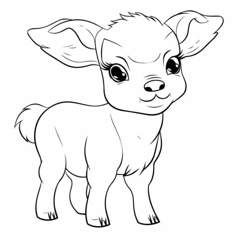 Cute little calf. Cartoon vector illustration. Coloring book for