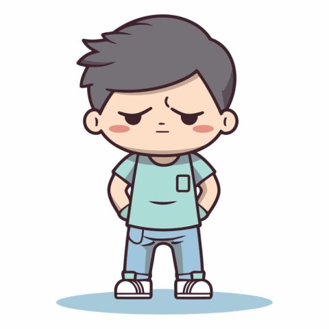 Sad boy character design. Isolated on white background.