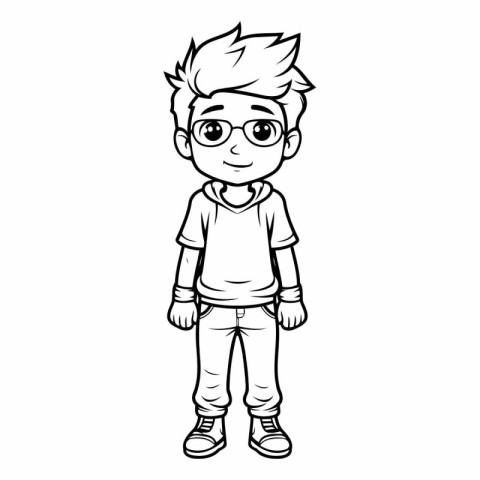 Cute cartoon boy of a little boy with glasses.