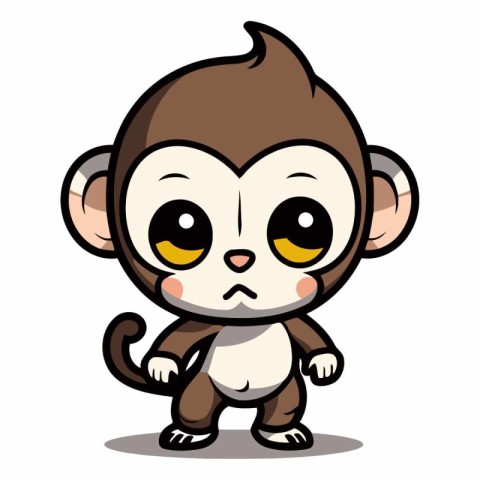 Cute Monkey Cartoon Mascot Character Vector Illustration Isolate