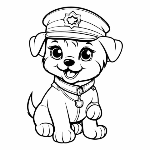 Puppy Police Dog - Colored Cartoon Illustration. Vector