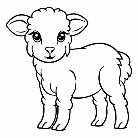 Black and White Cartoon Illustration of Cute Sheep Animal Charac