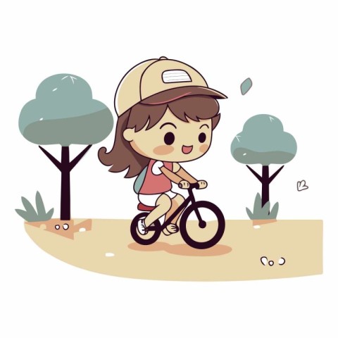 Girl riding a bicycle in the park of a girl on a bike.