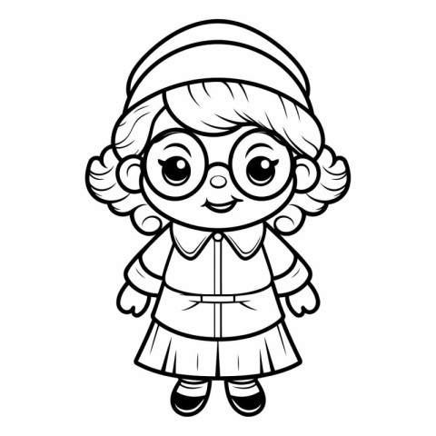 Coloring book for children: Girl in glasses.