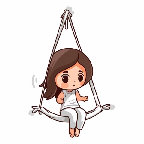 Illustration of a Cute Little Girl Sitting Down on a Swing