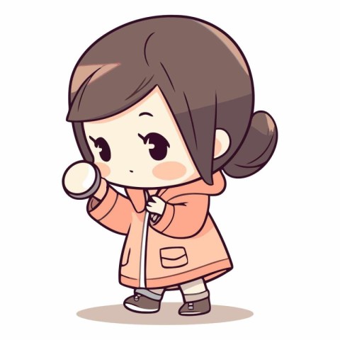 Illustration of a Cute Kid Girl Wearing Warm Clothes