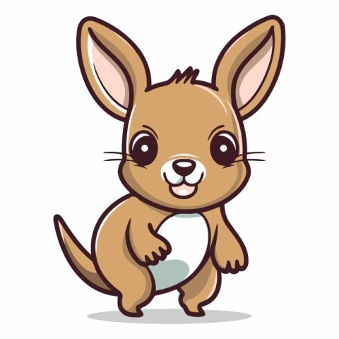 Cute kangaroo cartoon character vector illustration. Cute kangar