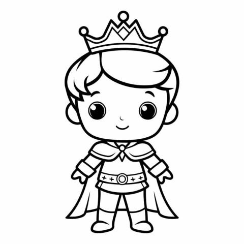 cute little prince with crown character vector illustration desi