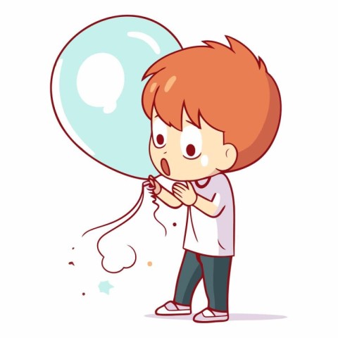 Boy holding balloon and crying of a boy with balloon.