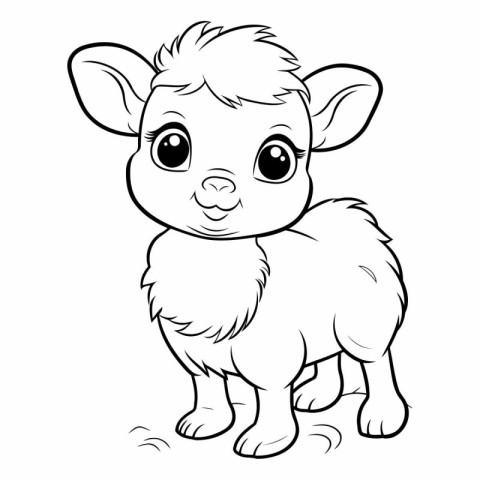 Vector illustration of Cute baby lamb. Coloring book for kids