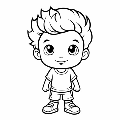 Cute cartoon boy for coloring book or page.