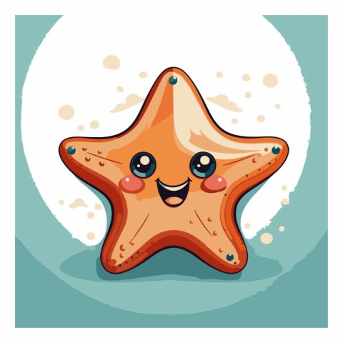 Cute cartoon starfish on a background of the sea