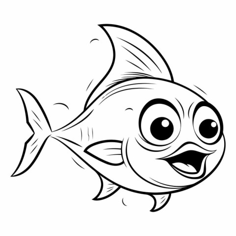 Vector illustration of Cute Fish Cartoon Character for Coloring