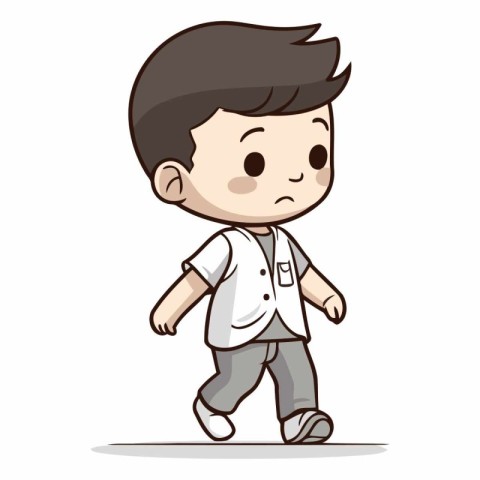 Cute Boy Walking - Colored Cartoon Vector IllustrationÃ¯Â»Â