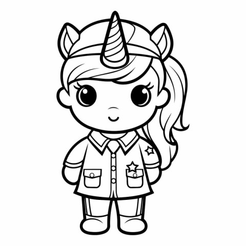 Coloring Page Outline Of Cute Little Unicorn Girl Coloring Book