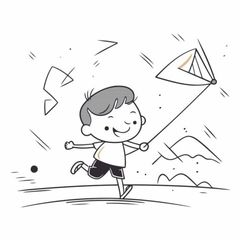 Boy playing with a kite in the park.