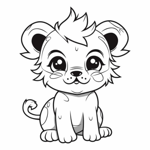 Cute cartoon lion isolated on a white background.