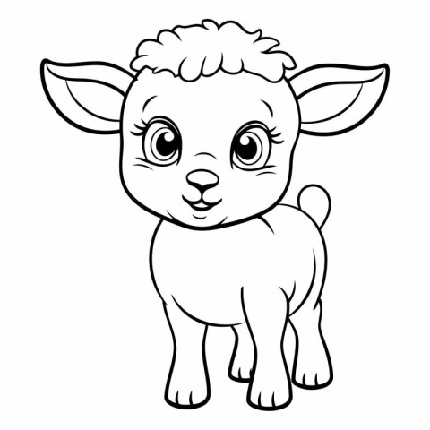 Cute cartoon sheep. Coloring book for children.