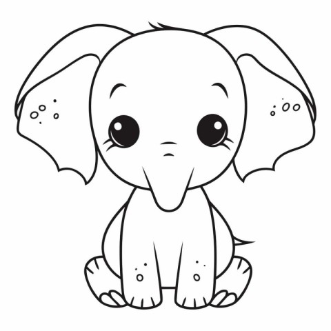 Cute baby elephant. Coloring book for children