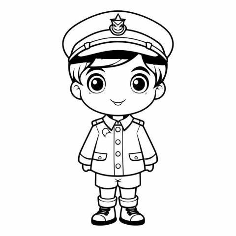 Coloring book for children. Boy in uniform of the air force