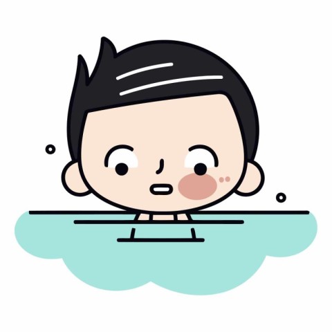 Cute boy in the swimming pool of a boy in the swimming pool.