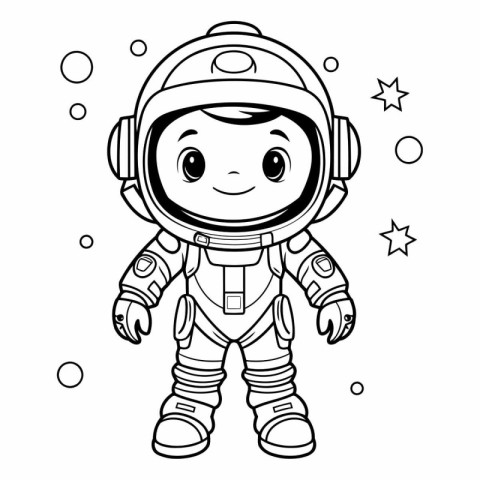 Coloring book for children: astronaut in space suit.