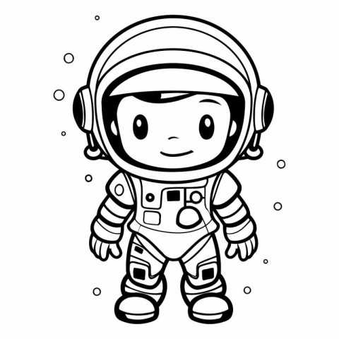 Coloring book for children: astronaut in space suit.