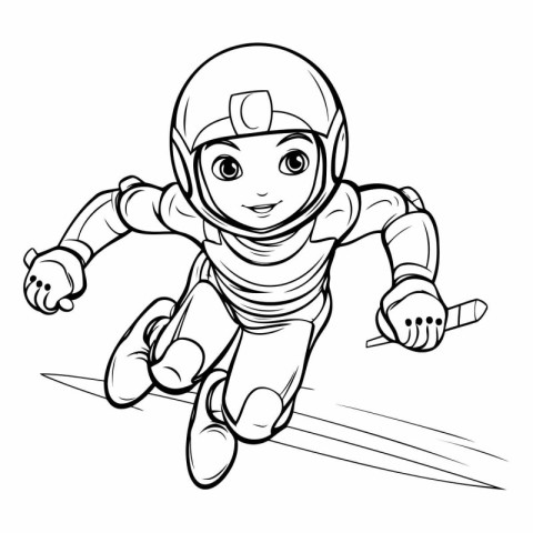 Astronaut in helmet running. sketch for your design