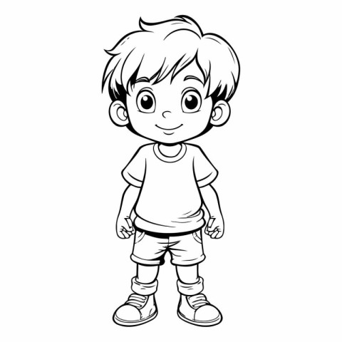 Vector illustration of Cute little boy cartoon character on whit