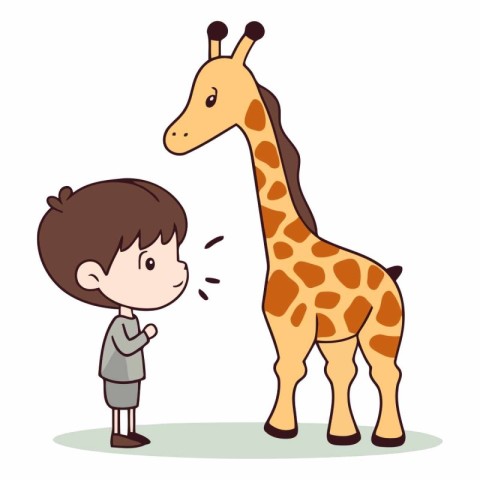 Boy and giraffe of a boy and giraffe.