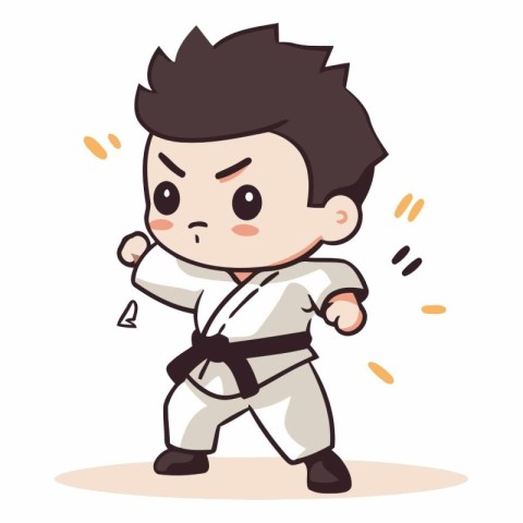 Taekwondo - Cute Cartoon karate boy Vector Illustration