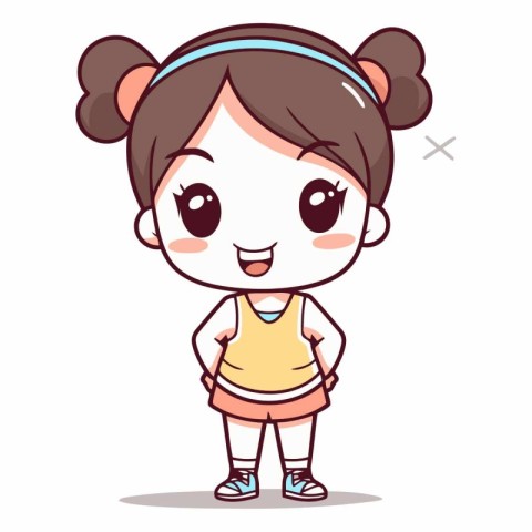 Cute little girl character design in cartoon style.