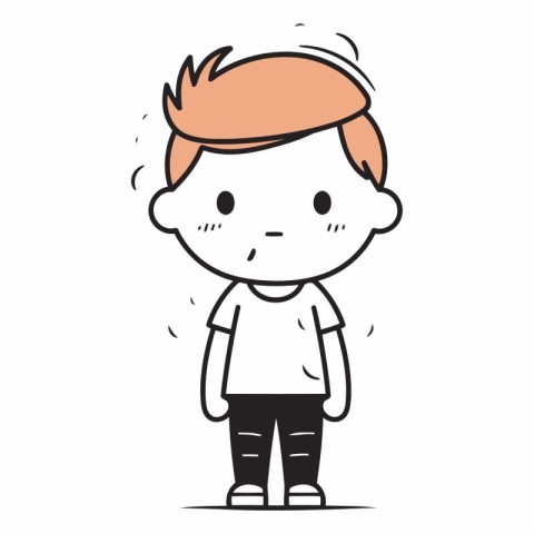 Boy with sad expression in a flat cartoon style.