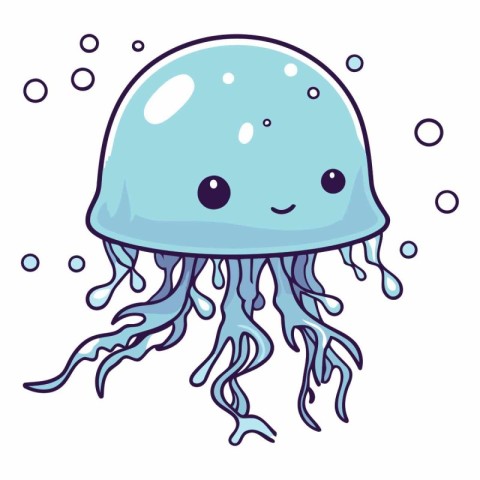 cute jellyfish cartoon vector illustration graphic design vector